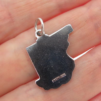 925 Sterling Silver Vintage Enamel Maryland State Map Charm Pendant