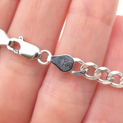925 Sterling Silver Vintage Italy Curb Link Bracelet 7.5"