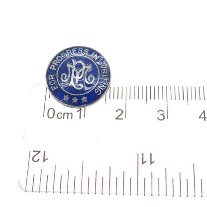 BALFOUR Sterling GP Antique Enamel Palmer Method For Progress in Writing Brooch