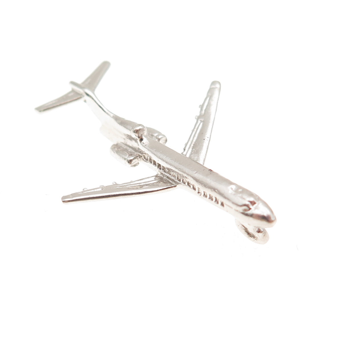 925 Sterling Silver Vintage Airplane 3D Charm Pendant