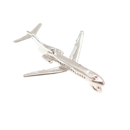 925 Sterling Silver Vintage Airplane 3D Charm Pendant