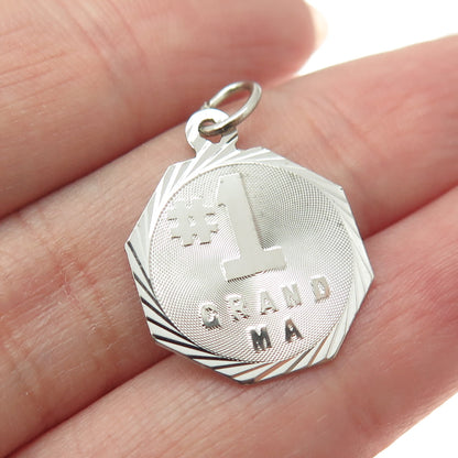 925 Sterling Silver Vintage "No 1 Grandma" Pendant