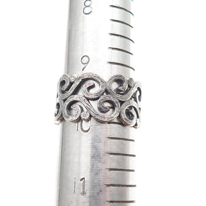 925 Sterling Silver Vintage Israel Real Amethyst Swirl Oxidized Ring Size 10