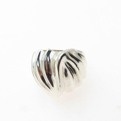 925 Sterling Silver Vintage Mexico Modernist Wavy Ring Size 8.75