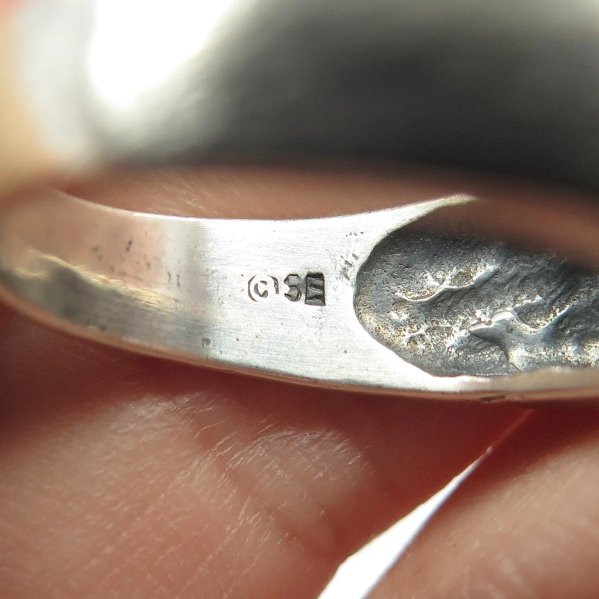 925 Sterling Silver Vintage Animal Print Bar Ring Size 8.25