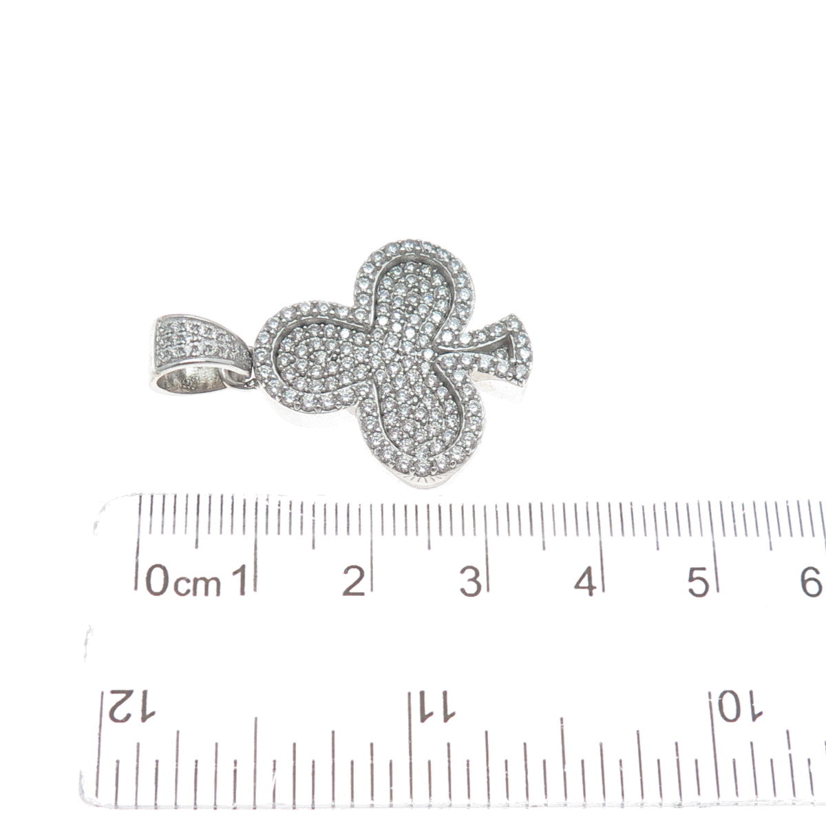 DADWANI 925 Sterling Silver C Z Clubs Playing Card Suits Sparkle Pendant