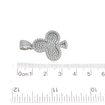 DADWANI 925 Sterling Silver C Z Clubs Playing Card Suits Sparkle Pendant