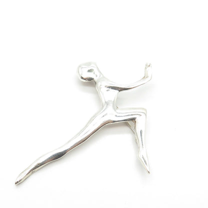 925 Sterling Silver Vintage Mexico Gymnast Girl Pin Brooch