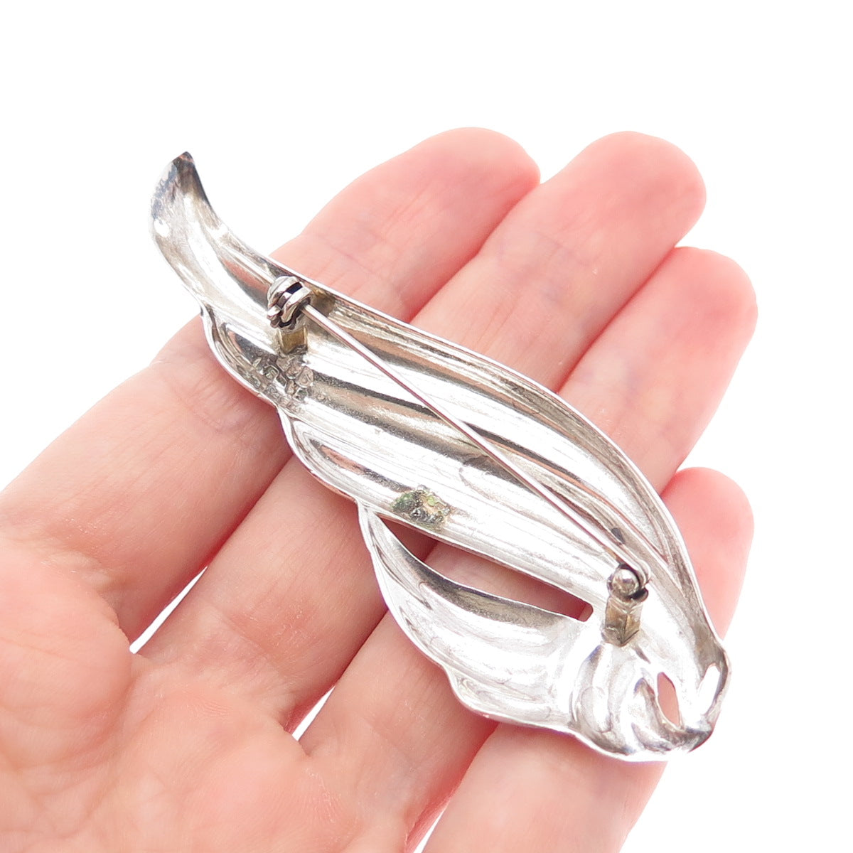 925 Sterling Silver 2-Tone Vintage Mexico Modernist Wing Pin Brooch