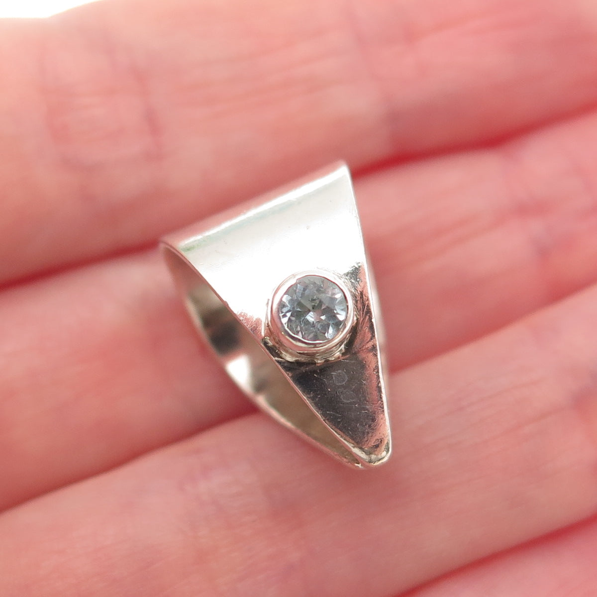 925 Sterling Silver Vintage Real Round-Cut Blue Topaz Bail for Pendant