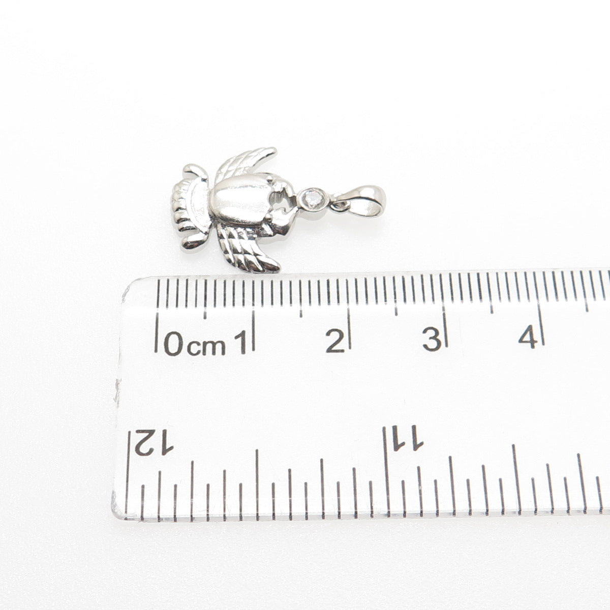 925 Sterling Silver Vintage C Z Cancer Zodiac Sign Minimalist Charm Pendant