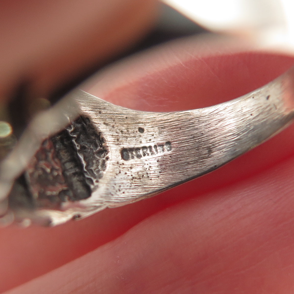 TED OTT 925 Sterling Silver Vintage Real Opal Modernist Ring Size 9