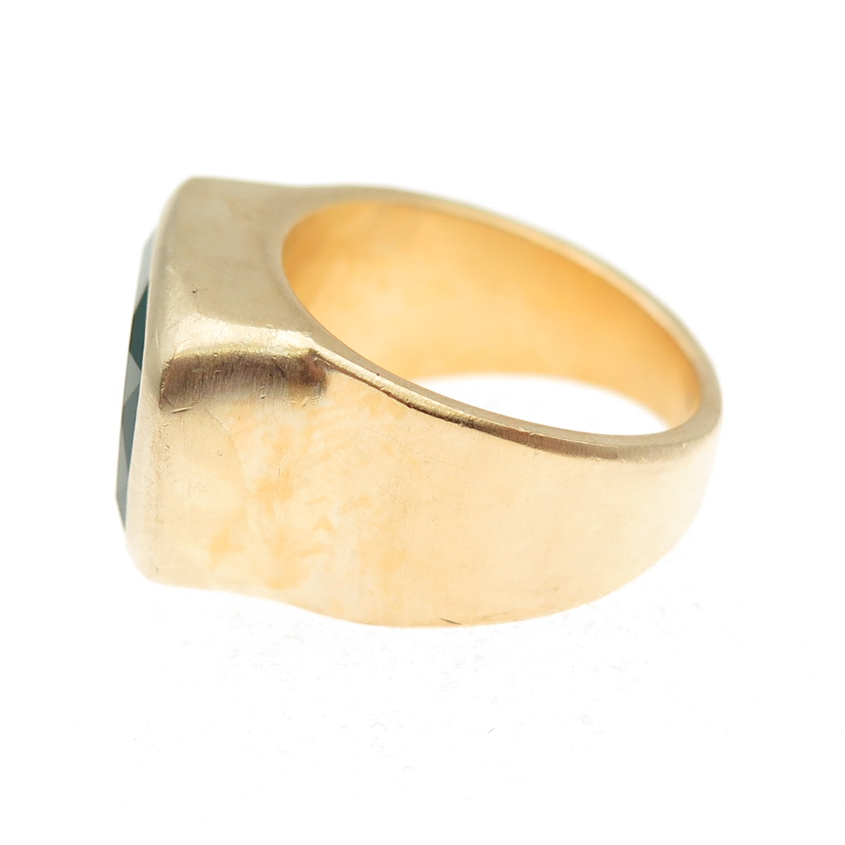 Fairley 925 Sterling Silver Gold Plated Real Green Onyx Ring Size 7
