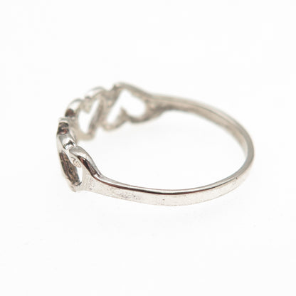 925 Sterling Silver Vintage Heart Link Ring Size 6