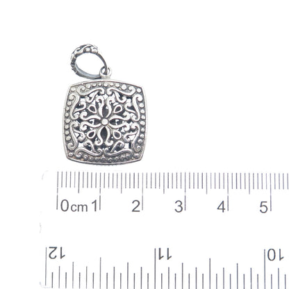 925 Sterling Silver Vintage Ornate Floral Oxidized Charm Pendant