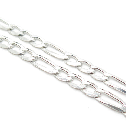 925 Sterling Silver Italy P. Lux Figaro Chain Necklace 22"