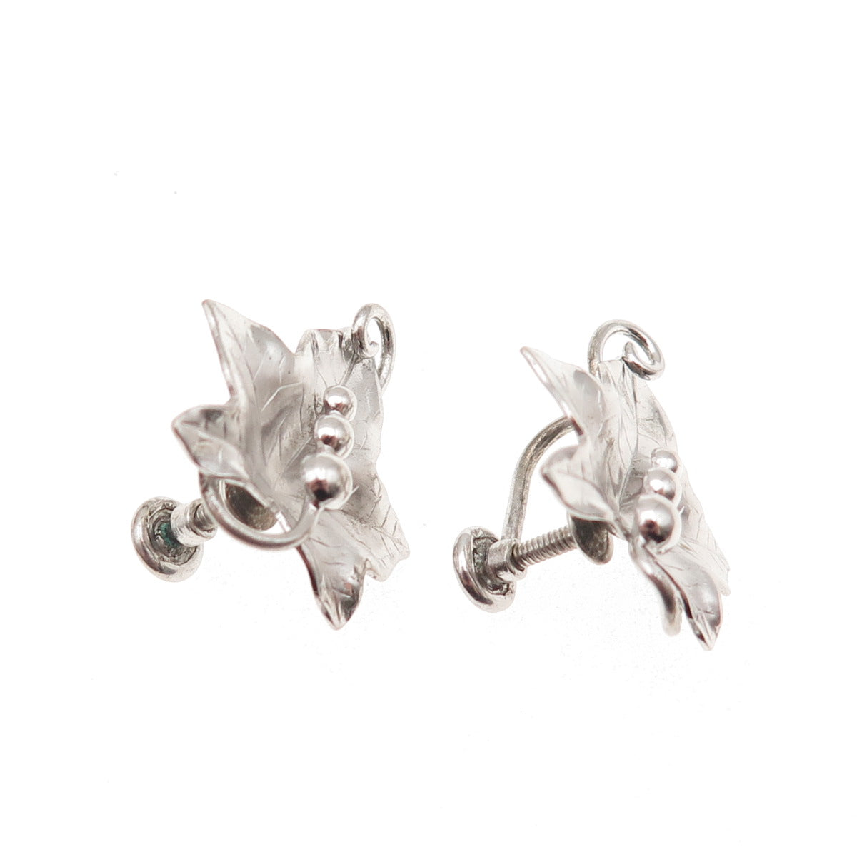 Carl Art 925 Sterling Silver Vintage Floral Screw Back Earrings