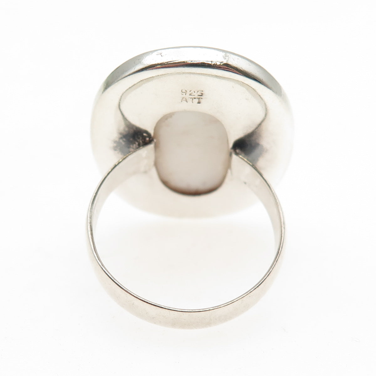 ANNIKA WITT 925 Sterling Silver Vintage Real MOP Modernist Statement Ring Size 9