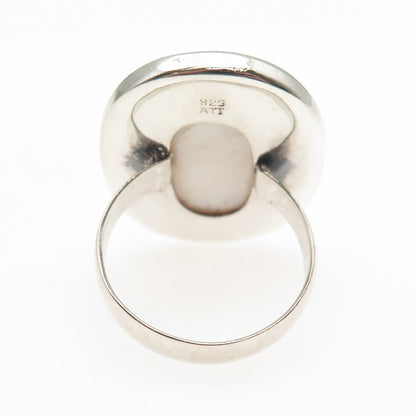 ANNIKA WITT 925 Sterling Silver Vintage Real MOP Modernist Statement Ring Size 9