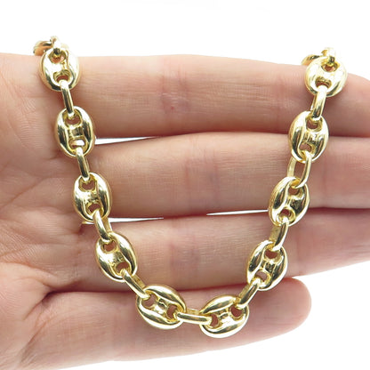 925 Sterling Silver Gold Plated Anchor Mariner Chain Necklace 16"