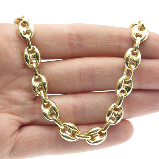 925 Sterling Silver Gold Plated Anchor Mariner Chain Necklace 16"