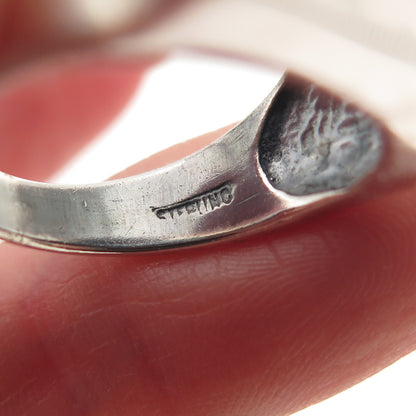 Chapal Zenray Sterling Silver Vintage Modernist Ribbed Oxidized Ring Size 6.75