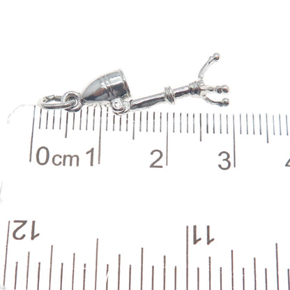 WELLS 925 Sterling Silver Vintage Salon Hairdryer Movable Minimalist 3D Pendant