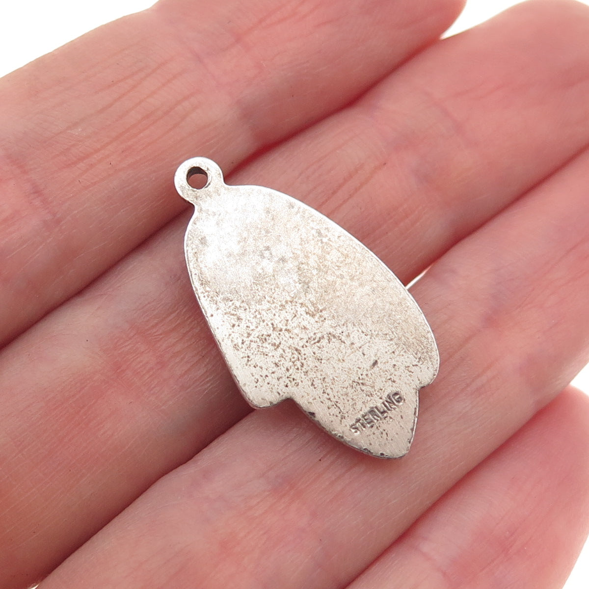 925 Sterling Silver Vintage St. Mary & Jesus Oxidized Charm Pendant