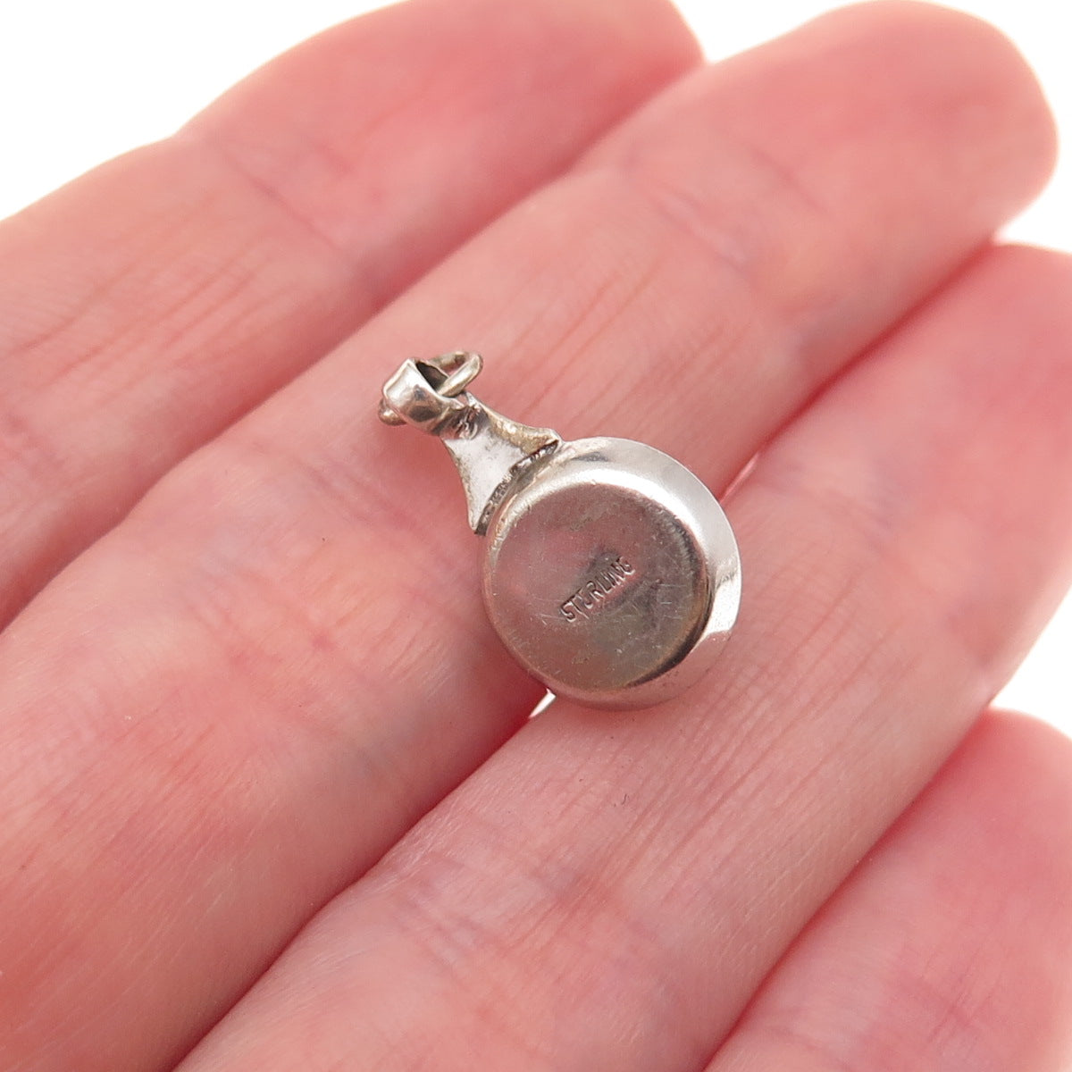 925 Sterling Silver Antique Art Deco Candlestick Oxidized 3D Charm Pendant