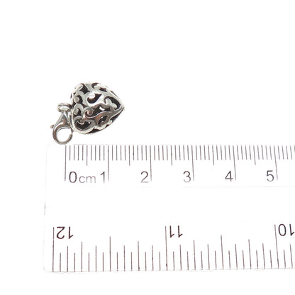 925 Sterling Silver Vintage Ornate Heart Lobster Lock Mini Charm Pendant