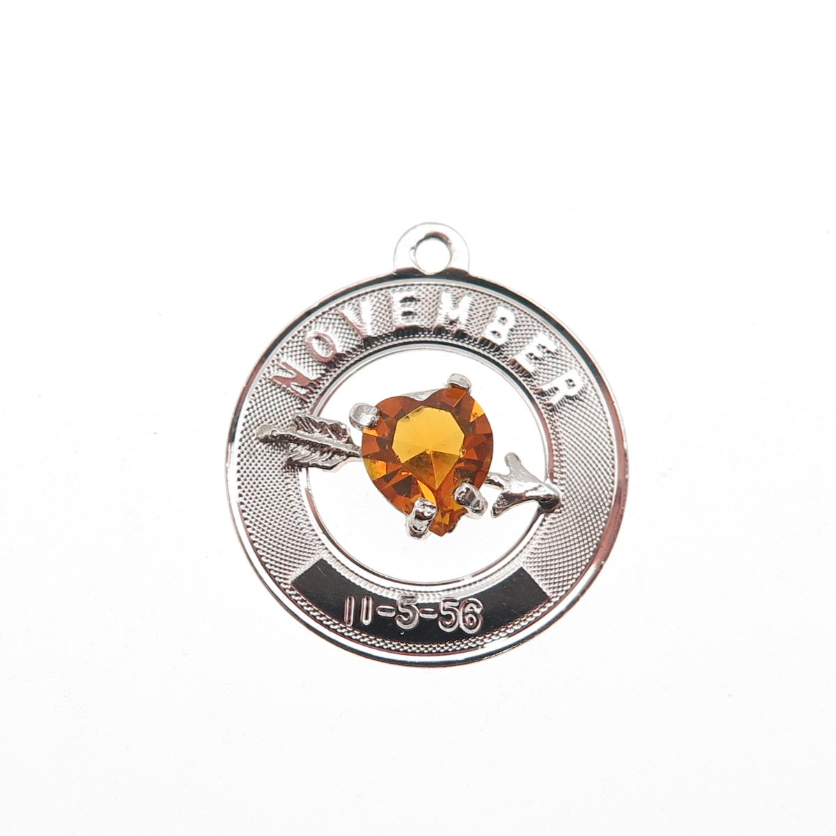 Crea Sterling Silver Vintage Rhinestone November Birthstone Heart Charm Pendant