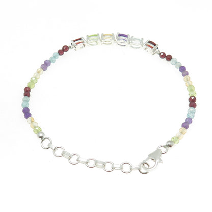 D'JOY 925 Sterling Silver Topaz Amethyst Garnet Peridot Citrine Bracelet 7-7.75"