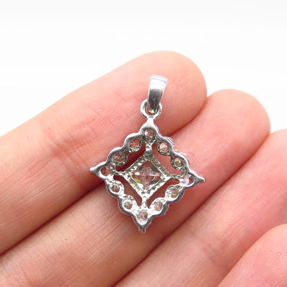 925 Sterling Silver C Z Rhombus Charm Pendant