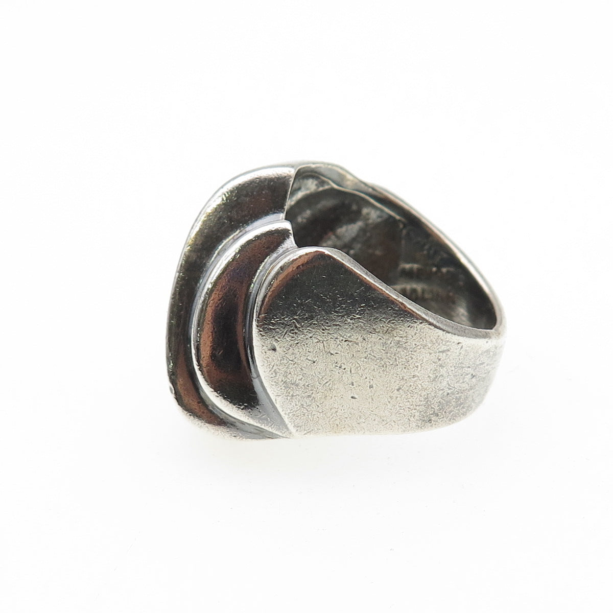 D. MOLINA 925 Sterling Silver Vintage Mexico Modernist Oxidized Ring Size 7.75