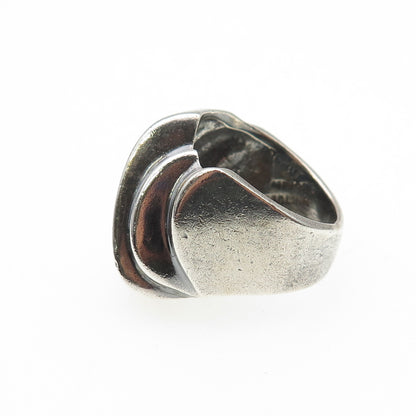 D. MOLINA 925 Sterling Silver Vintage Mexico Modernist Oxidized Ring Size 7.75
