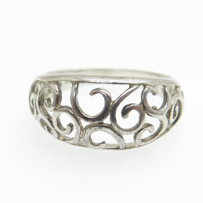 925 Sterling Silver Vintage Swirl Ring Size 8.25