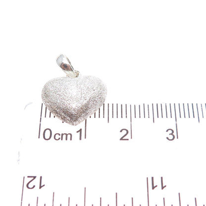 925 Sterling Silver Vintage Textured Heart Minimalist Charm Pendant
