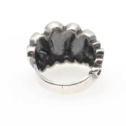 925 Sterling Silver Vintage EFS Mexico Modernist Oxidized Ring Size 6.75