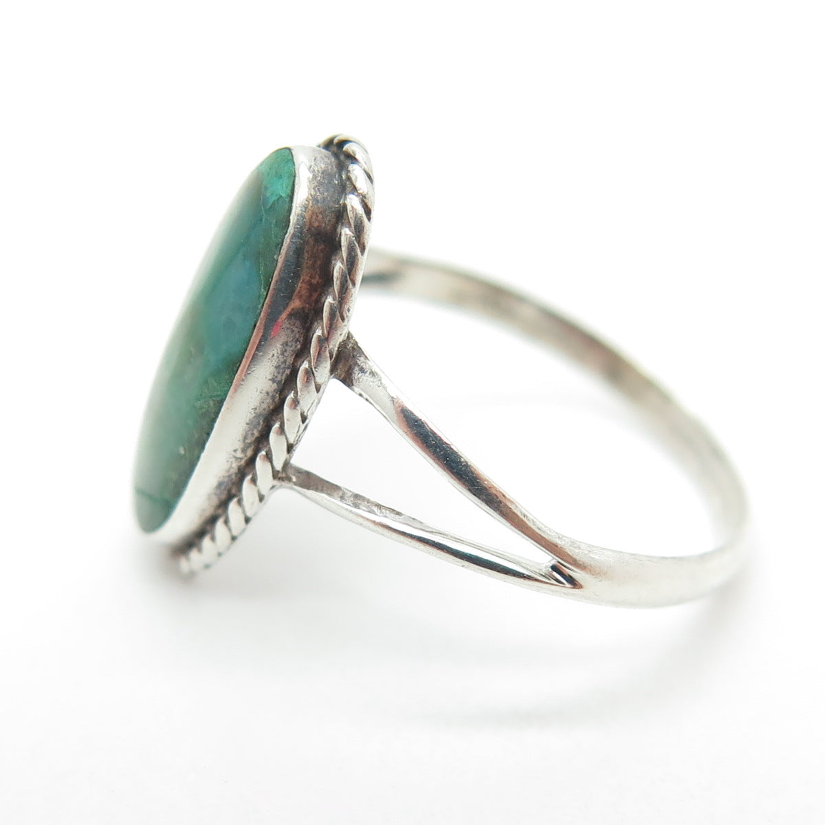 Old Pawn Sterling Silver Southwestern Kingman Turquoise Tribal Ring Size 5.25