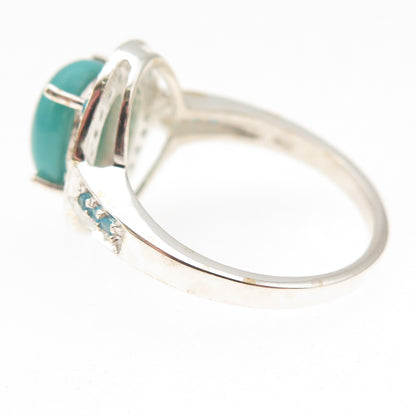 925 Sterling Silver Real Sleeping Beauty Turquoise & Apatite Ring Size 8