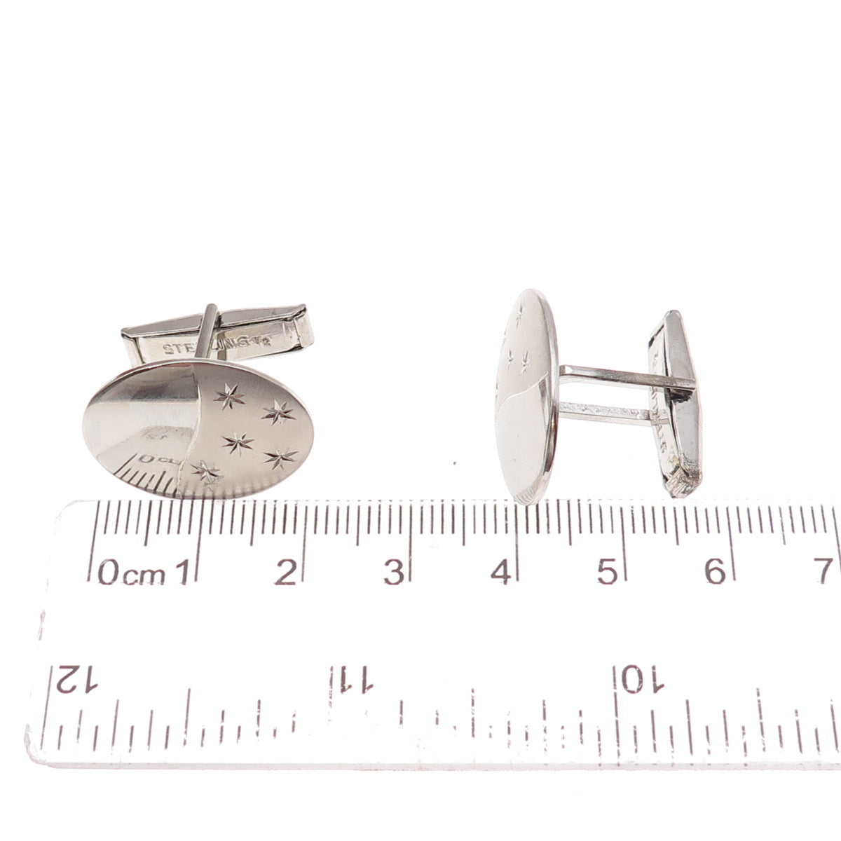 925 Sterling Silver Vintage T2 Starburst Oval Cufflinks