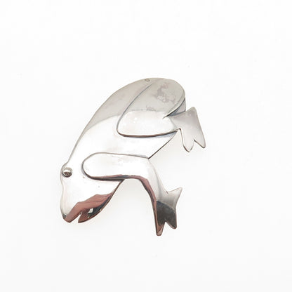 925 Sterling Silver Vintage Frog Good Luck Oxidized Pin Brooch