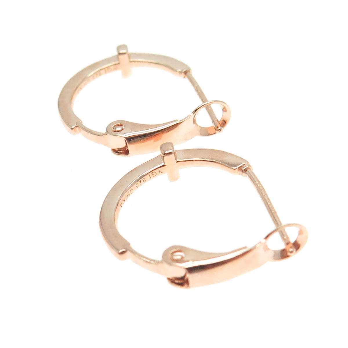 925 Sterling Silver Rose Gold Plated Cross Hoop Earrings