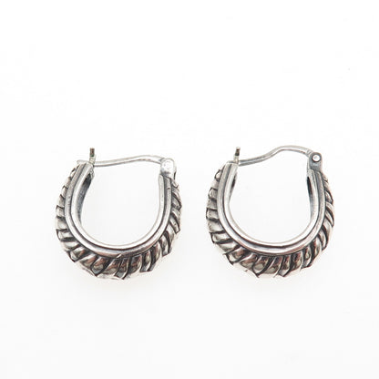 Sidney Evan 925 Sterling Silver Vintage Braided Oxidized Hoop Earrings