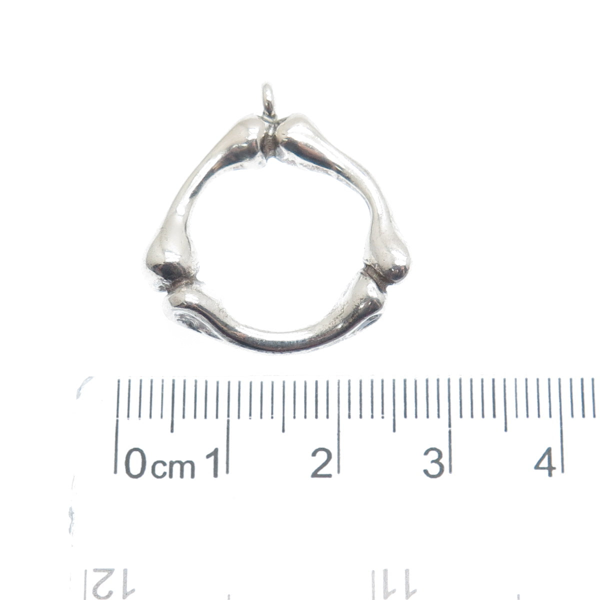925 Sterling Silver Vintage Bone / Bamboo Modernist Pendant