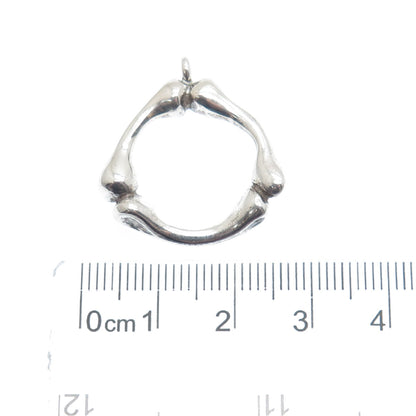 925 Sterling Silver Vintage Bone / Bamboo Modernist Pendant