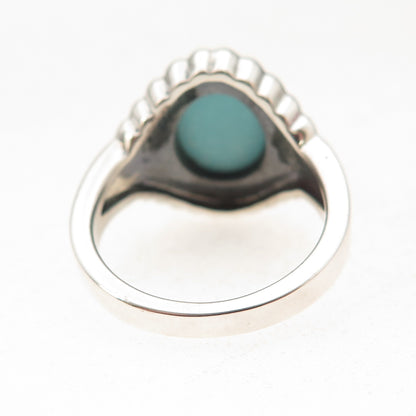 925 Sterling Silver Real Tyrone Turquoise Oxidized Ring Size 8