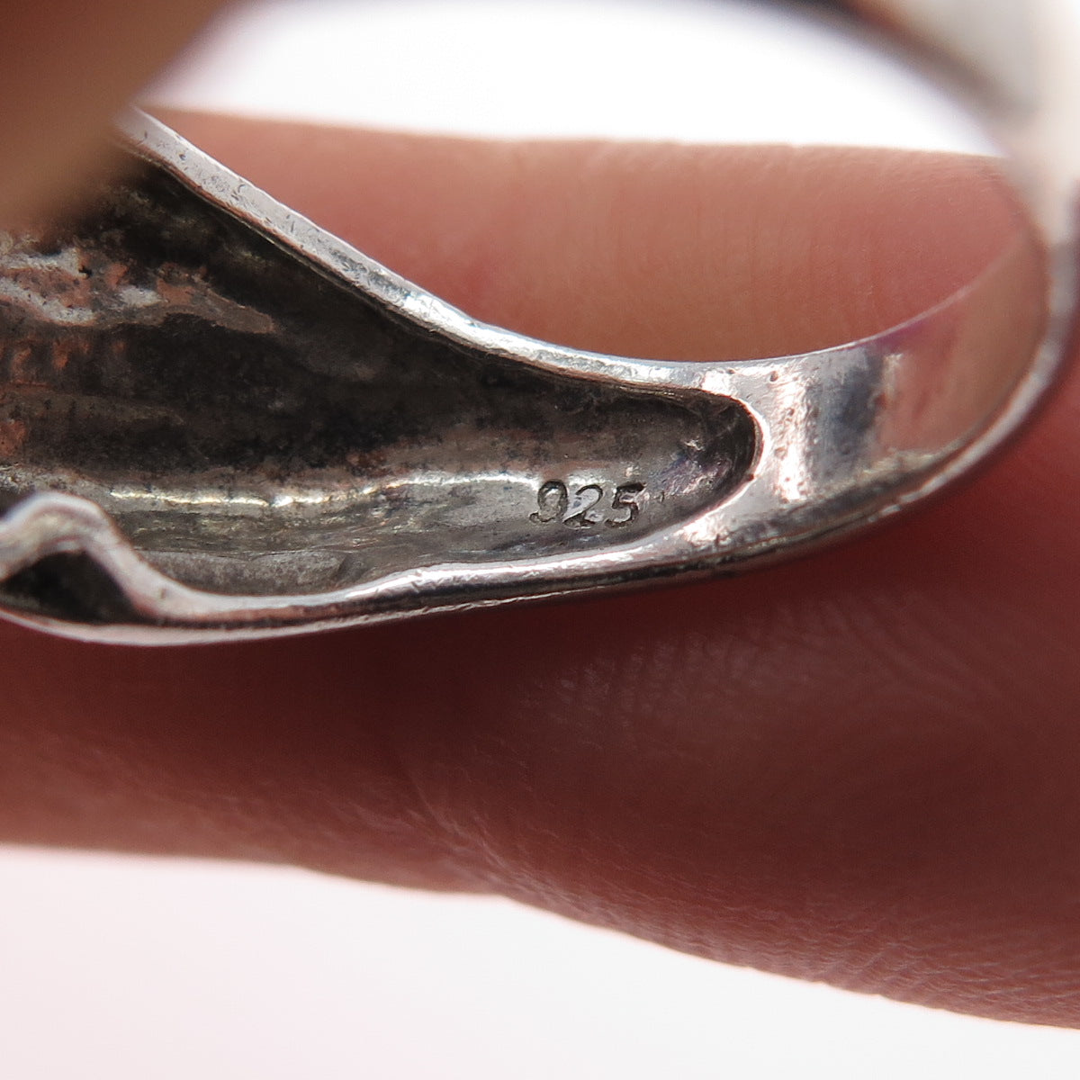 925 Sterling Silver Vintage Modernist Oxidized Ring Size 5.75