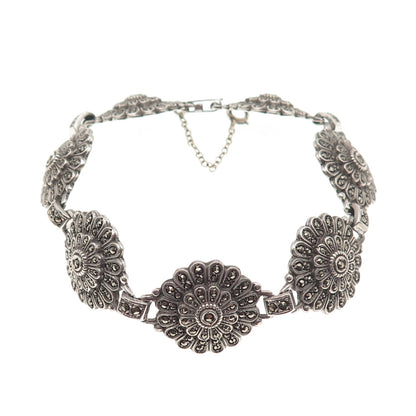 Kimler & Daniel Sterling Silver Antique Art Deco Real Marcasite Bracelet 6.75"