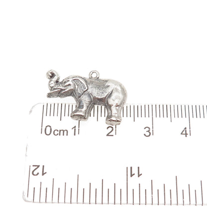 925 Sterling Silver Vintage Elephant Oxidized Mini Charm Pendant